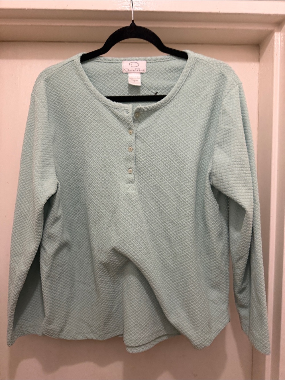 Oscar de la Renta Mint Quilted Henley